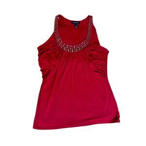 White House Black Market Red Embellished Sleeveless Top – Size M